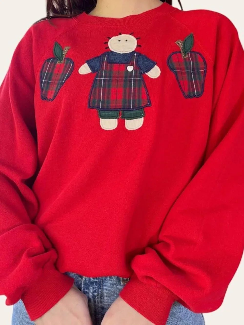 90s vintage red patch grannycore crewneck - Large/XL